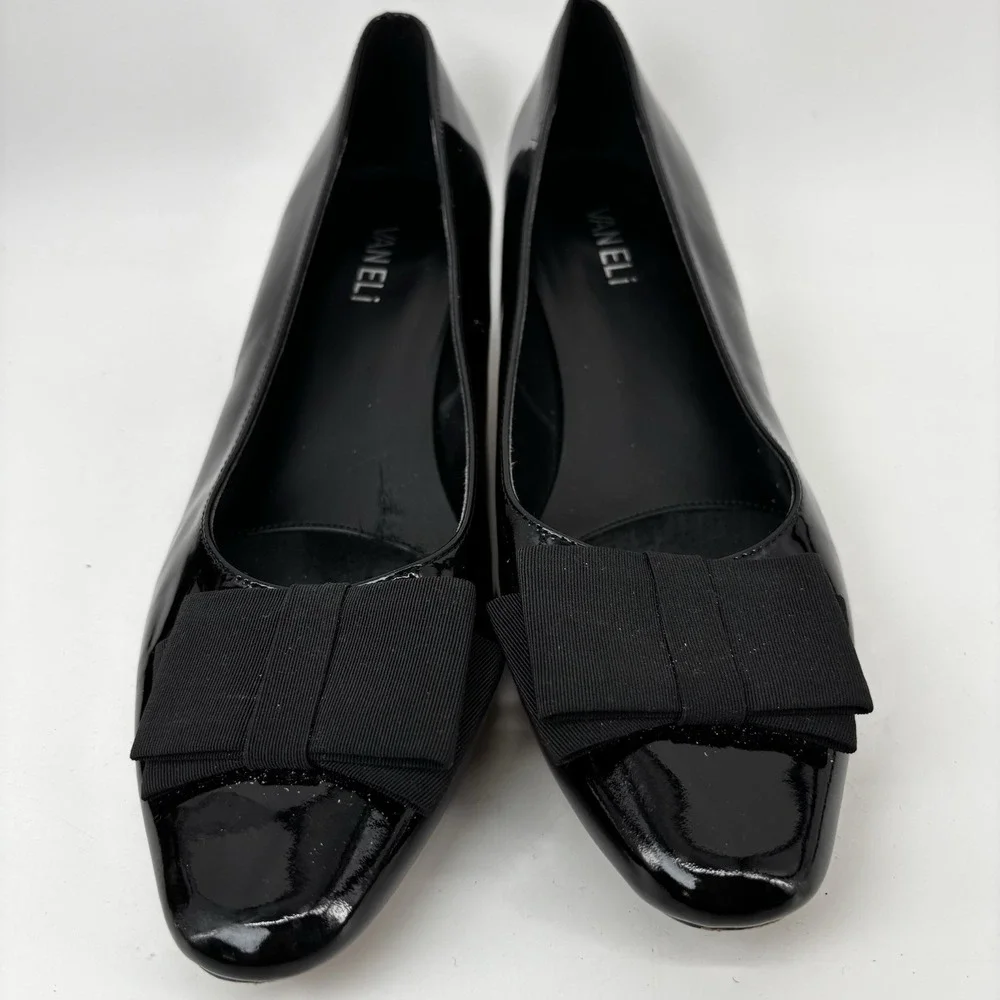 Comfortview Women's The Flynn Slip On Pump Patent Leather Bow Sz 10M